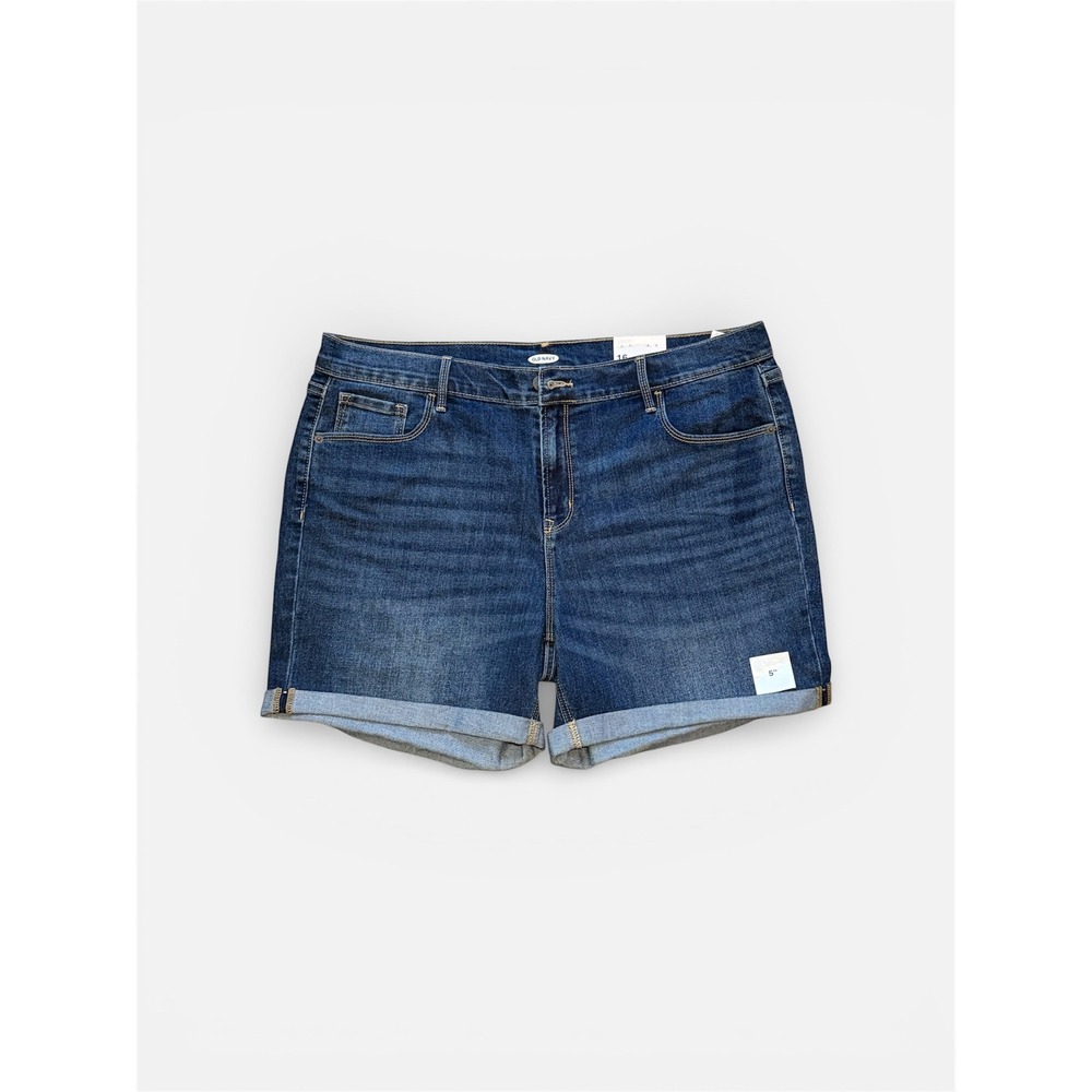 NWT Old Navy Women's Size 16 Denim Jean Shorts 5 Inch Inseam Cuffed Dark Wash